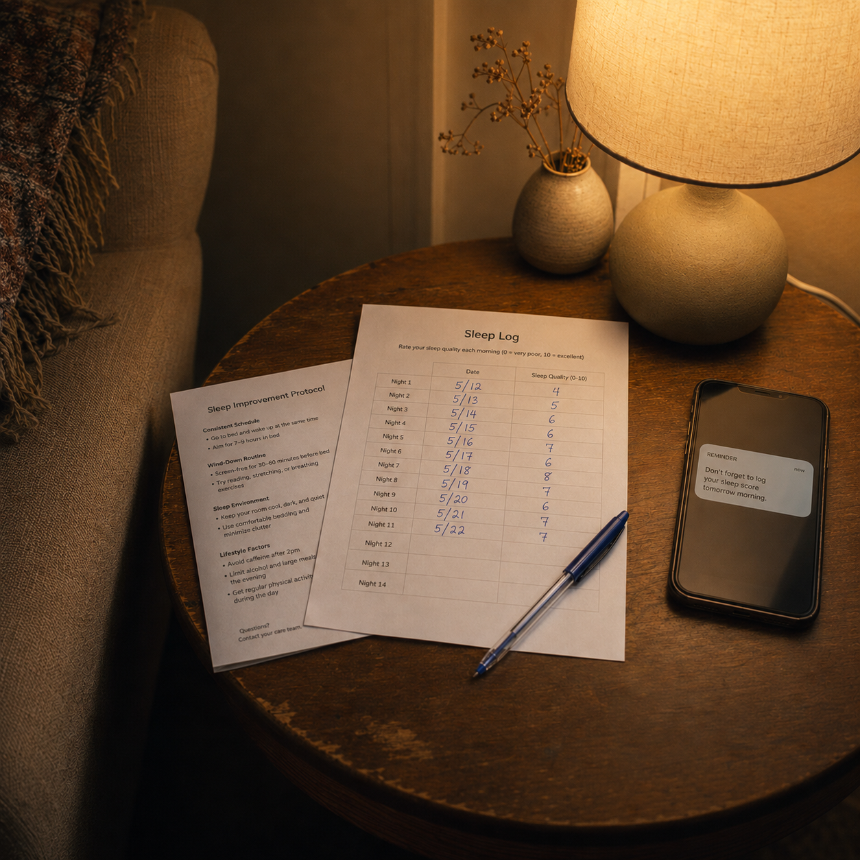 The 60-Night Protocol, Sleep Log & Reminders