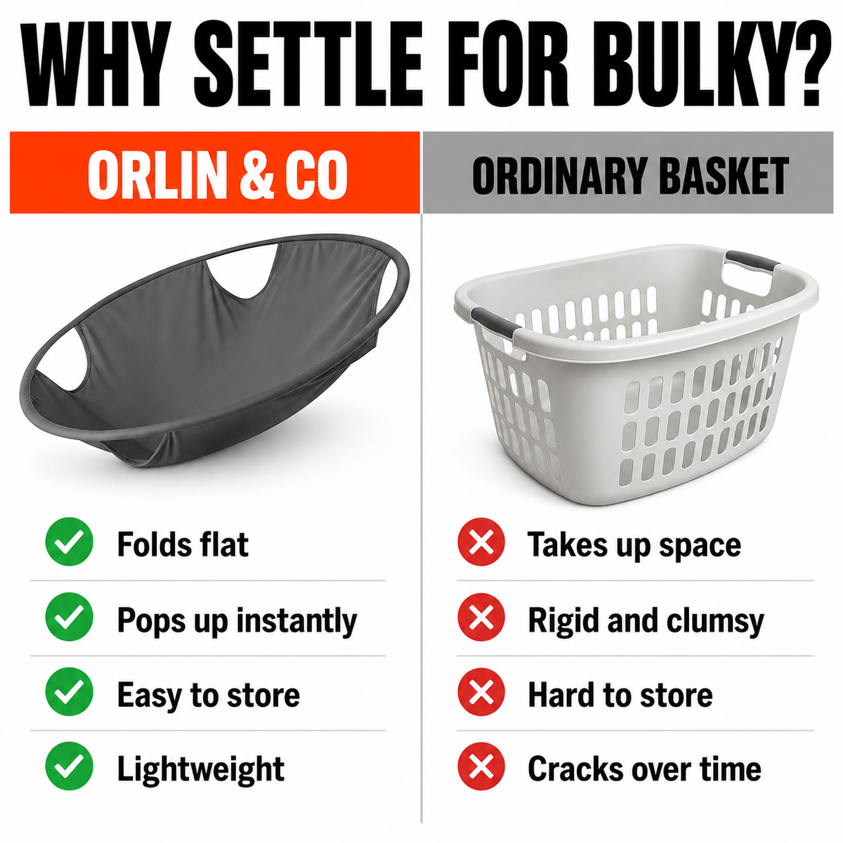 The PopFold™ No-Bend Laundry Basket.